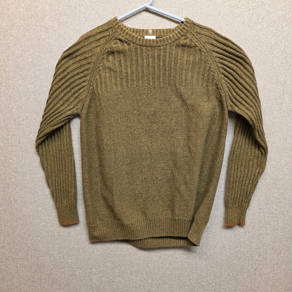 Columbia Mens XL Olive Green Cotton Ribbed Knit Crew Neck Sweater AM2859